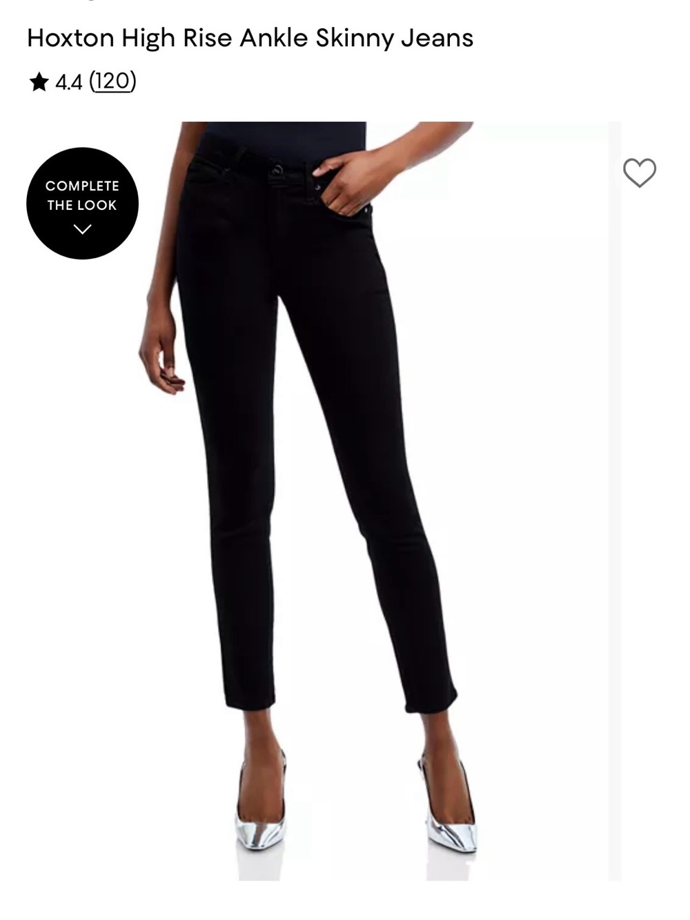 PAIGE Hoxton Black High Rise Ankle Skinny Jeans